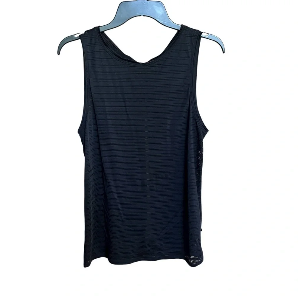 Lululemon Meet Halfway Tank Black Sheer Stripes Tie Waist Size 6
